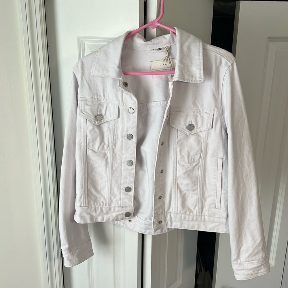 Blank NYC white denim fringe jacket